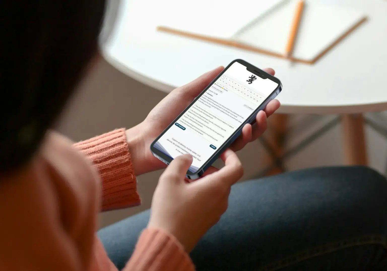 Candidate using Rehab Exam on mobile